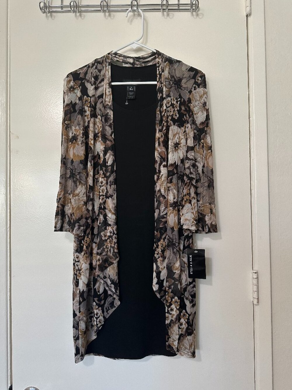 Modern 2-Layer Black & Brown Floral Dress